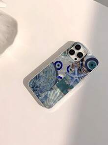 蓝色手机壳 1 件海景海滩波浪设计防水防震防滑软手机壳保护套适用于 防摔防刮 - 彩色 - 查看 2