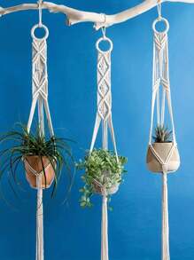3pcs Boho Macrame Hanging Plant Stand Flower Pot Organization And Storage Home Decor,Handmade Floarl Basket Planter Planting Holder,Indoor Outdoor Graduation Wedding House Office Living Room Wall Plants Container Decoration Back To School Supplies Thanksgiving Christmas Holiday Essentials Gift