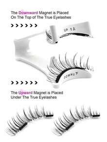 1 对磁性睫毛自然外观，1 对可重复使用的磁性睫毛带涂抹器，无需胶水磁性睫毛磁性睫毛套装，易于佩戴和取下假睫毛，睫毛，睫毛，假睫毛 - 自然纖長款 - 查看 3