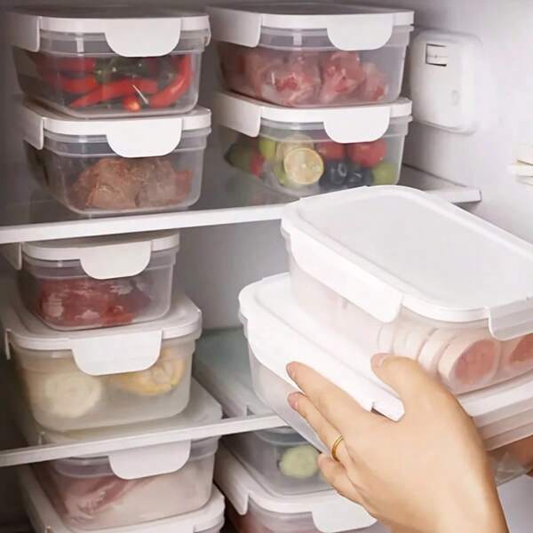 10 piezas Caja hermética de 28.74oz/47.34oz para refrigerador, apta para cocina, refrigerador, almacenamiento de alimentos en exteriores, diseño apilable, a prueba de fugas, recipiente hermético para microondas