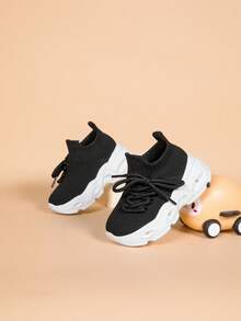 全新婴儿和幼儿低帮夜光休闲时尚透气减震易穿脱跑步鞋 - 黑與白 - 查看 8