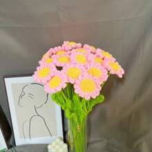 10pcs Handmade Crocheted Daisy Bouquet, DIY Artificial Flower Craft For Wedding, Girlfriend, Boyfriend, Best Friend, Mother's Day, Father's Day, Anniversary, Birthday, Home Decor, Potted Plant