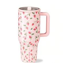 hydrojug Traveler 32 Oz/40 Oz Water Bottle With Handle & Flip Straw - Fits In Cup Holder, Leak Resistant Tumbler-Reusable Insulated Stainless Steel & Rubber Base - Gifts For Women & Men,