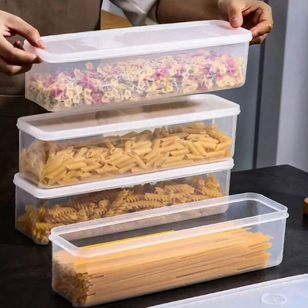 4pcs Food Storage Crisper Kitchen Refrigerator Noodle Box Grain Storage Tank Transparent Sealed Tank