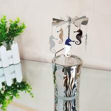 Custom Stainless Steel Metal Spinning Carousel Windmills Seahorse Rotary Candle Holder For Gifts