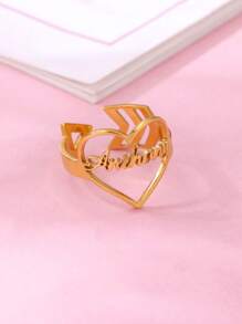 1Pc Anel de nome em forma de coração personalizado, anel de nome personalizado, anel de coração, acessórios de moda para noivado e casamento, presentes de dia dos namorados