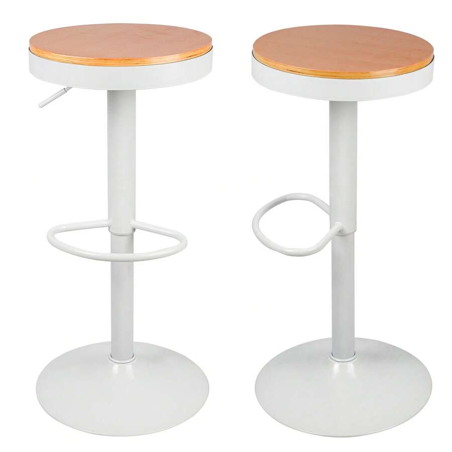 Solid Wood, Height-Adjustable Kitchen Table Stool, Solid Wood-Metal, Vintage Industrial Modern Style