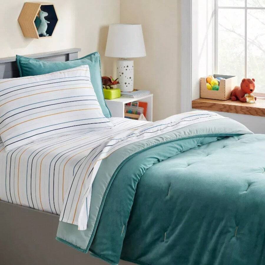 Microfiber Kids' Sheet Set Blue Striped - Pillowfort™ | SHEIN USA