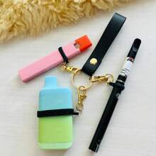 Set de accesorii pentru vaping 7 în 1, husă portabilă anti-pierdere pentru țigări, brățară cu breloc din PU cu 6 inele din silicon pentru dispozitive de vaping, idei de cadouri, accesorii pentru fumat, depozitare pentru țigări