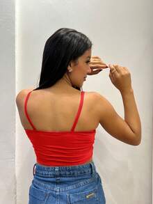 Cropped Top With Braided Detail On The Bust With Suplex Cup 2025 - Red - View 2
