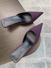 Mules deslizantes de satén, zapatos de tacón alto de moda para mujer, uso versátil en el hogar/exterior