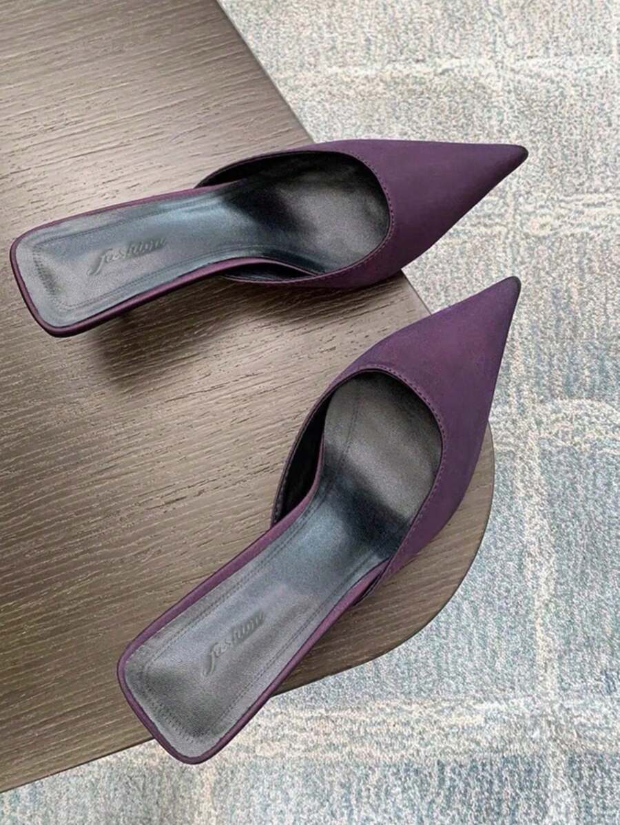 Mules deslizantes de satén, zapatos de tacón alto de moda para mujer, uso versátil en el hogar/exterior