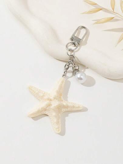 Bag Charm Simulated Starfish & Pearl Bag Pendant Summer Beach
