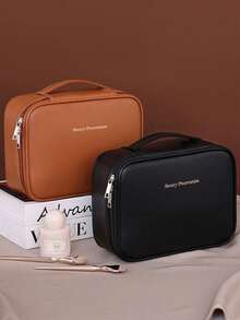 1 件防水夏季旅行化妆包，大容量多层可拆卸收纳化妆品收纳袋，便携式洗漱包，适合女士、男士、女朋友、妈妈，适合旅行、海滩、家居化妆收纳浴室配件返校