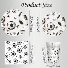 10pcs/20pcs Sports Themed Disposable Tableware Set, Football Pattern Disposable Cutlery, Sports Themed Tableware Decorations, Suitable For Birthday Party, Gathering, Picnic, Shower, Wedding And Other Events Party Decorations, 7 Inch/9 Inch Football Pattern Party Paper Plates, Disposable Paper Napkins And Cups, Food Service Supplies, Holiday Party Supplies, Party Cups, Party Napkins, Party Plates - Multicolor - View 4