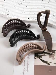 1/4pcs Matte Simple Banana Shape Hair Clips, Elegant All-Match Versatile Daily & Casual Gathering Hair Accessories