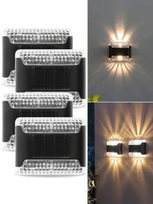 Outdoor Solar Wall Lights, IP44 Solar Fence Lights, Solar Lighting Lamps, Solar Atmosphere Lights, Solar Hat Lights, Solar Railing Lights, IP44 Waterproof, Suitable For Courtyards, Villas, Sheds, Gardens, Terraces, Garages, Walls, Railings, Parties, Festivals, And Other Ambient Lighting., Solar Lights Outdoor