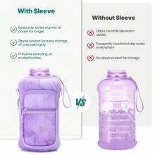 UKEIN Half Gallon Water Bottle With Storage Sleeve, 74oz Large Water Bottle With 2 Lids(Straw Lid And Chug Lid), Big Sports Water Jug For Gym With Strap, Drink Container With Handle - 紫色 - 查看 5