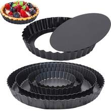 4/6/8/9inch Pizza Carbon Steel Pie Tart Pan Removable Fluted Cake Pan Tray Nonstick Coatings Suit For Oven Household Kitchen Bakeware Party Festival Birthday Amusing Gift ZSY - Multicolor - View 1