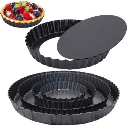 4/6/8/9inch Pizza Carbon Steel Pie Tart Pan Removable Fluted Cake Pan Tray Nonstick Coatings Suit For Oven Household Kitchen Bakeware Party Festival Birthday Amusing Gift ZSY