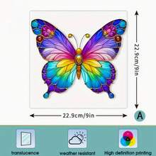 1pc Colorful Butterfly Static Cling Glass Sticker, Removable Sunscreen Privacy Sticker With Butterfly, Hummingbird & Floral Design, Suitable For Living Room, Bedroom, RV Glass Decor, Universal, Holiday Gift, Room Decor, Home Decor, Bathroom Decor, Kitchen Decor, Customized Sticker - Multicolor-static Transparent Glass Sticker - View 4
