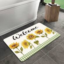 Spring Bathroom Rug Quick-Drying Non-Slip Funny Rabbit Egg Bath Rugs Super Absorbent Spring Flower Green Leaf Bath Rug Instant Dry Bathroom Rug Kitchen Sink, Shower Room, Bathtub,31 Inch X 20 Inch - Yellow Green - View 1