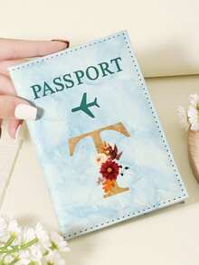 1pc A-Z 26 Letters Fashionable Letter Print Stylish Burgundy Passport Cover, Premium PU Leather Passport Wallet With Multi-Card Pockets For Credit Cards, Boarding Passes, And IDs, Compact And Portable Travel Essentials Organizer For Women, Men Graduation - Pink - View 40