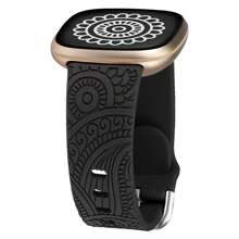 Banda compatible con Fitbit Versa 4/Versa 3/Sense 2/Sense. Correa de reemplazo suave con patrón floral lindo y elegante grabado para Versa, Sense/Sense 2/Versa 4/3 Smartwatch