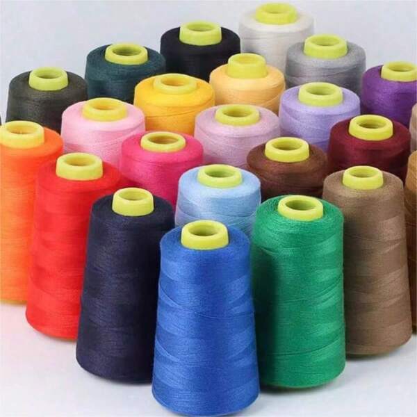 1 pieza Carrete de 3000 yardas/rollo de Hilos de coser resistentes y duraderos 100% de poliéster para máquina de coser profesional, herramientas de bordado y costura para el hogar (empaque aleatorio, color de bobina aleatorio)