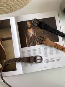 1/3件女士复古轻松简约方便腰带亚麻编织腰带森系学院风腰带女式装饰牛仔腰带 - 多色 - 查看 1