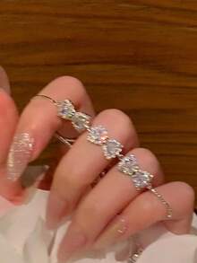 1pc Micro-Pave Rhinestone Bracelet, Suitable For Everyday Wear - Silver - View 4