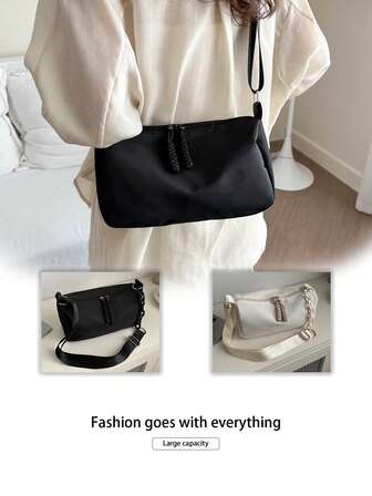 轻便通勤波士顿单肩包，休闲帆布枕形斜挎包，配有可调节肩带，舒适的手持设计