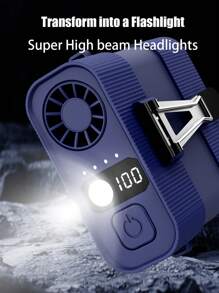 1 Stück USB-Ventilator Taillenlüfter tragbarer Halsventilator mit starkem Wind Power-Bank LED-Beleuchtung für Familie, Outdoor, Arbeit