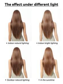 Peluca de cabello largo y liso de 28 pulgadas de color marrón con capas para mujeres, con flequillo, para uso diario, fiestas, apariencia natural, festivales de música, regalo de Pascua