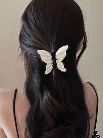 1 件时尚彩色蝴蝶发夹，精致高端独特设计，优雅复古法式风格，适合所有场合