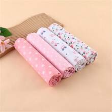 4pcs Baby Swaddle Blanket Set With Cartoon Castle Princess Carriage Prints, Soft Flannel Fabric Infant Receiving Blanket, Soft Plush Throw Blanket With Star And Car Prints, Home & Travel, Great Holiday Gift Love Valentine - Pink Girl - View 11