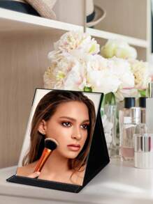 1pc High Definition Foldable Makeup Mirror, Portable Vanity Mirror For Makeup Artist, Women, Students, Dorm, Desktop Folding Princess Mirror, Compact Makeup Mirror, Flip Cover Makeup Mirror, Beauty Mirror, Student Dorm Mirror, Gift For Mothers