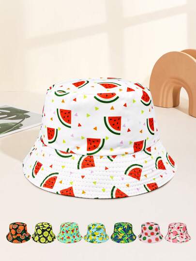قبعة دلو قابلة للعكس بطبعة الفراولة للنساء، قبعة حماية من الشمص الصيفية للاستخدام اليومي، قابلة للاستخدام في الشتاء للدفء