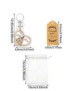 Set de regalo de 15 piezas con tema de princesa, que incluye 5 llaveros con forma de corazón, 5 tarjetas de agradecimiento y 5 bolsas de organza. Llaveros de metal con anillo abierto en forma de corazón y llaveros de madera hueca en forma de corazón, con bolsas de organza y etiquetas de agradecimiento. Adecuado para fiestas de cumpleaños, regalos de boda, regalos de despedida de soltera, regalos para la novia y recuerdos para los invitados.