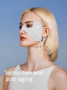 GOLOVEJOY 1 件女士蝴蝶形面部防晒面罩，纯色时尚百搭，防紫外线，吸汗，透气，冰感，耳钩设计 - 适用于高尔夫、骑自行车、户外运动、旅行