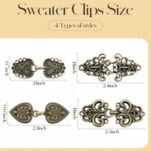 Xiacheng Vintage Sweater Swirl Clip Cape Cloak Clips For Dress Retro Cardigan Clip Shawl Collar Clasp Dress Shirt Button Clip For Girl Women, 4 Styles