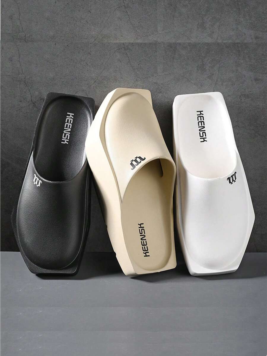 Men's Square Toe Flat Thick Bottom Slip On Slippers - Multicolor - View 1