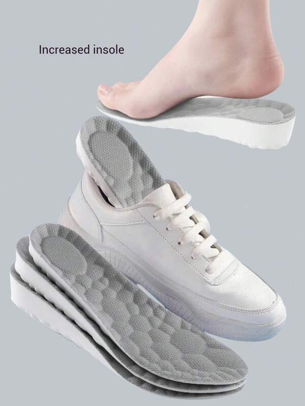 3 Pairs 0.6 Inch, 1 Inch, 1.4 Inch Height Increase Insoles, Shock Absorbing Sports Shoes Cushion, Comfortable For Long-Term Wear, Thick & Soft Insoles For Men & Women