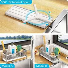 Sink Caddy Basket Drain Rack Sponge Dishcloth Holder Kitchen Storage Organizer Kitchen Organization - Silver - View 6