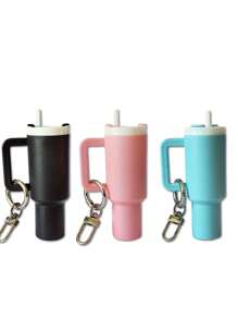 10/8/5/3/2pcs Mini Water Bottle Keychain - Street Style, Multiple Colors, Can Be Used For Keychain Accessory Charms, Wallet Charms, Cups, Wallet Accessories, Mini Water Bottle Keychain, Mini Cup Keychain, Key Ring Or Lip Balm, Cute Water Bottle Keychain, Plastic Material, A Good Gift For The Opening Season
