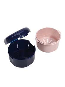 带盖便携式双层空心排水假牙盒，旅行个人物品收纳盒