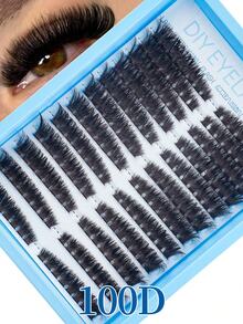 216 件/12 排 8D 蓬松睫毛延长浓密 80D 优质单根睫毛，8-16 毫米混合长度猫眼睫毛，左/右分开，640/448/576/570/544/560/240/184/120 件 - 黑色 - 查看 14