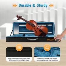 RibasuBB Oxford Cloth Violin Case For 4/4 Size – Soft Interior, Adjustable Strap, Large Storage Pocket, Blue Lining, Protective & Durable - Black - View 5