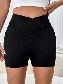 Summer Workout 1pc Yoga Shorts With Pockets, Suitable For Running, Cycling And Fitness