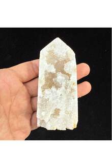 1pc White Quartz Geode Towers, Raw Quartz Clusters, Crystal Tower Point,Raw Geodes, Crystal Collector, Sparkling Geode Home Decor,Crystal Gift - White - View 11